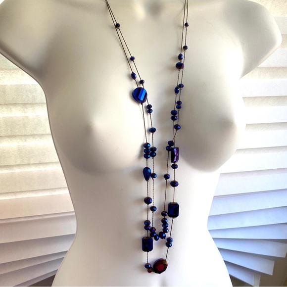 CHARMING CHARLIE Double Strand Midnight Blue Long Necklace - Picture 6 of 8